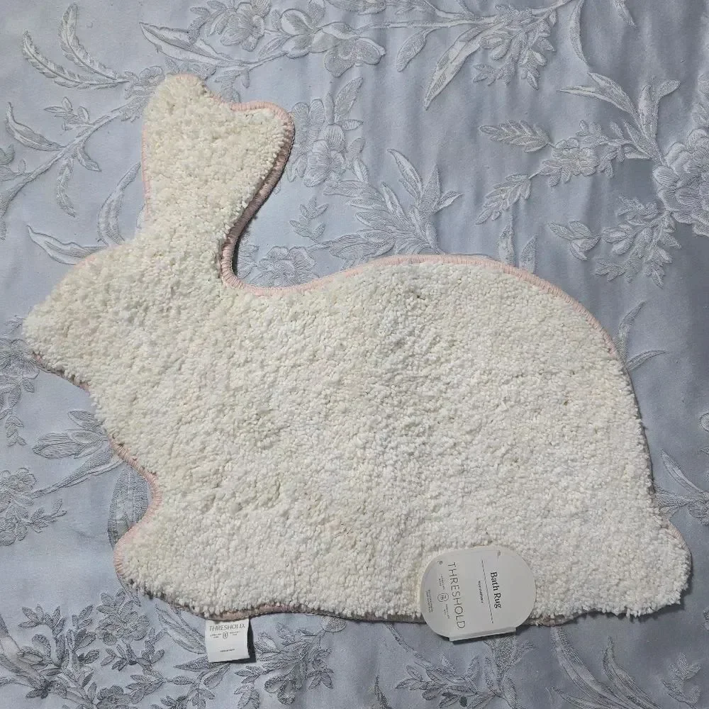 Easter Bunny Shaped Non-Slip Bath Rug White 20
